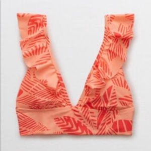 Aerie American Eagle Triangle Bikini Top neon peach